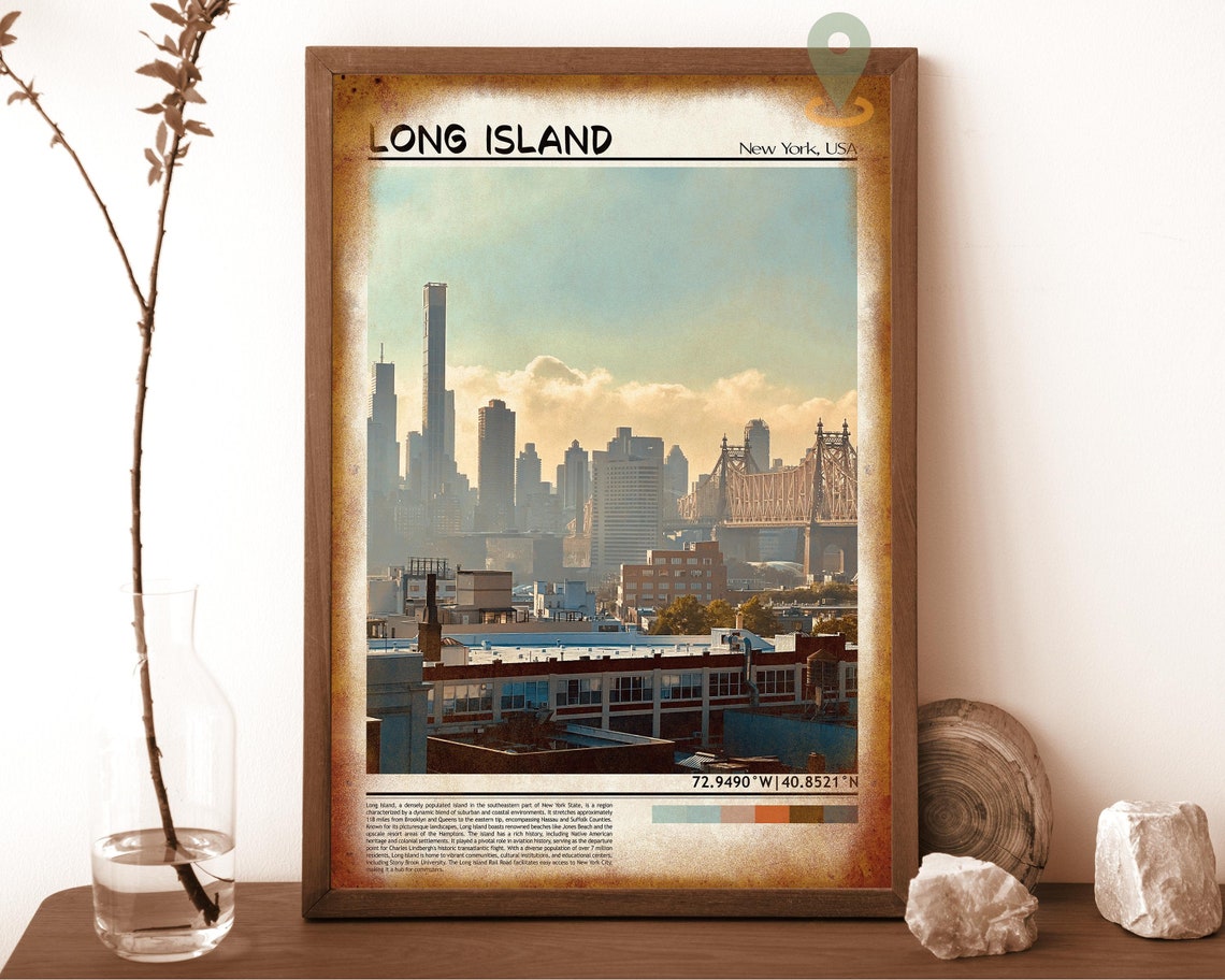 Long Island New York City Skyline Queensboro Bridge Travel Poster - Image 6
