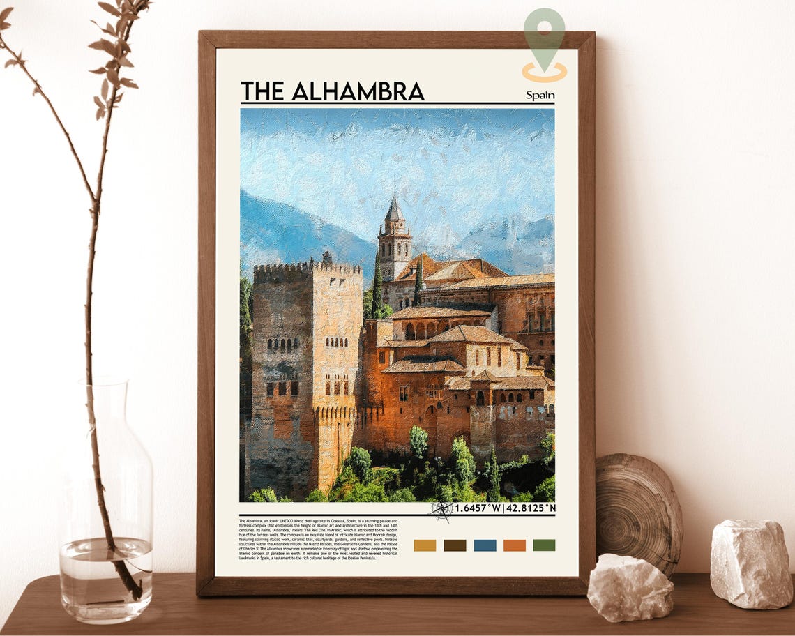 The Alhambra Palace Granada Spain Watercolor Architecture Poster