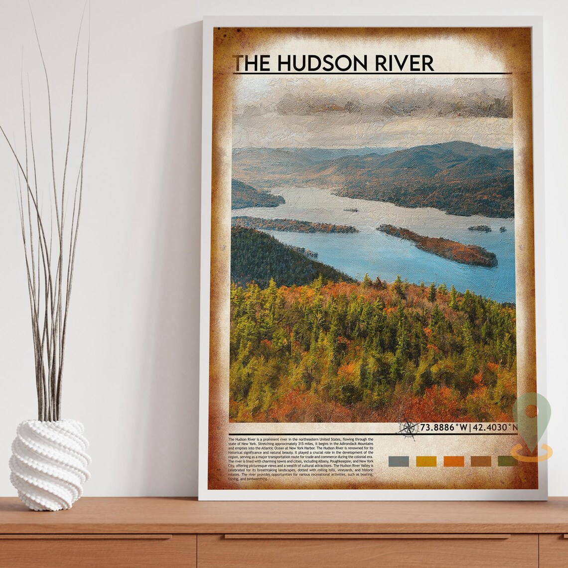 Hudson River New York Autumn Hills Scenic Landscape Travel Poster - Image 4