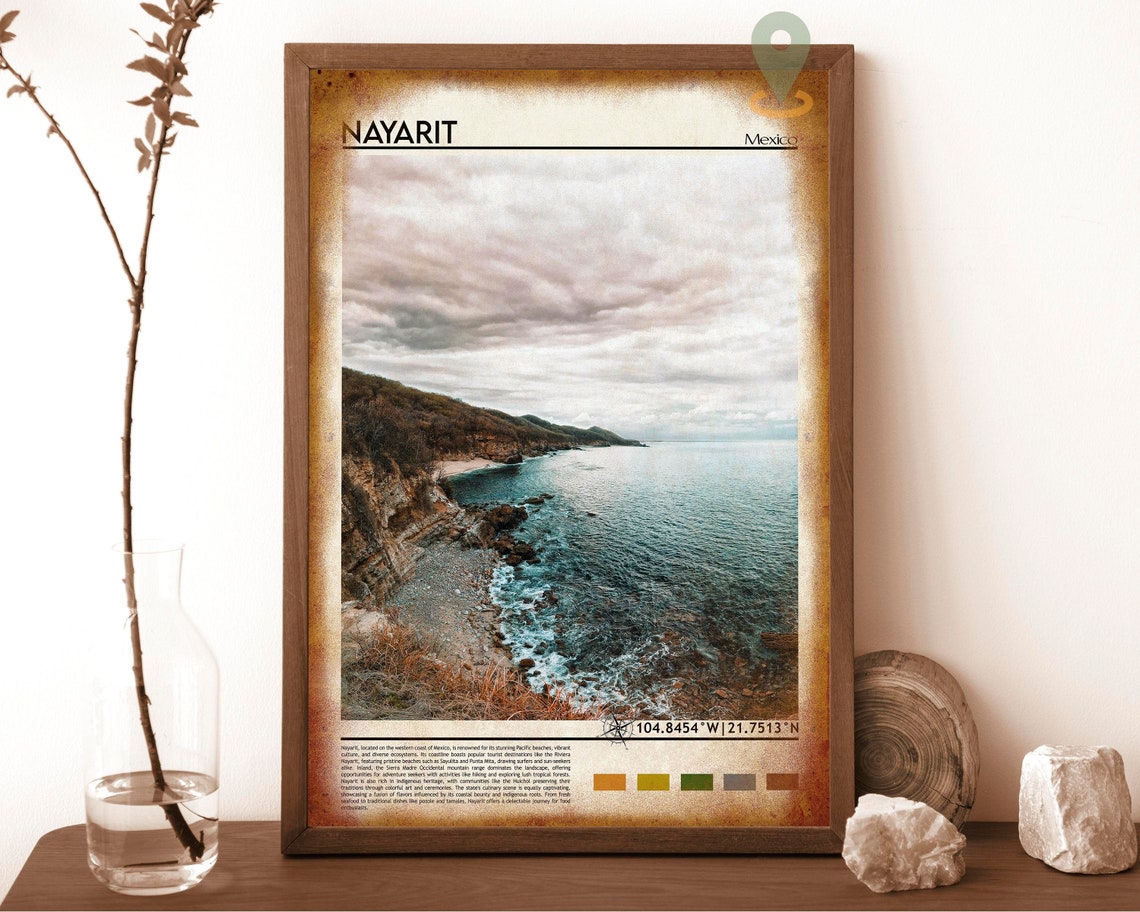 Nayarit Mexico Pacific Coast Rocky Cliffs Ocean View Travel Poster - Image 6
