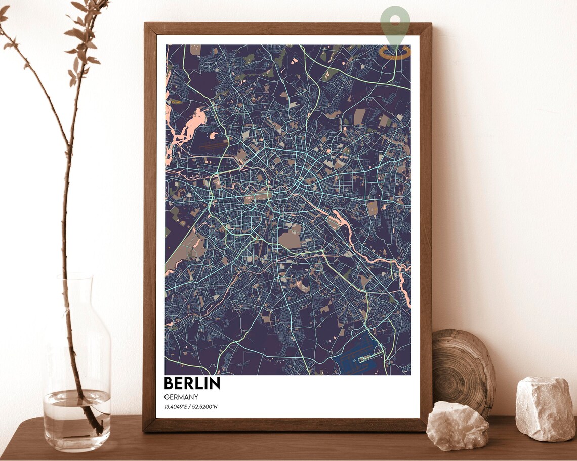 Berlin Germany City Street Map Modern Dark Art Print for European City Fans - Image 3