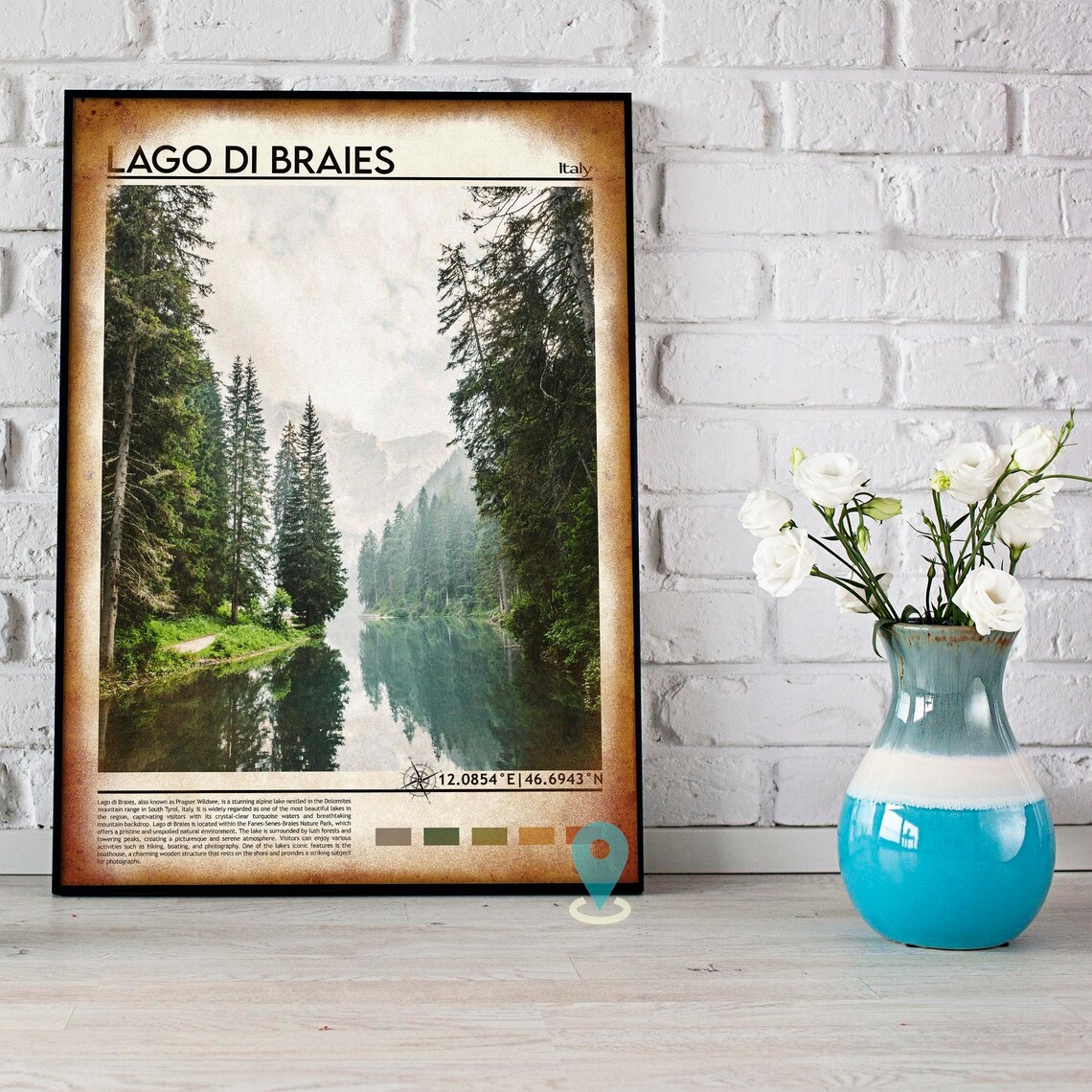 Lago di Braies Italy Dolomites Alpine Lake Pines Travel Poster - Image 4