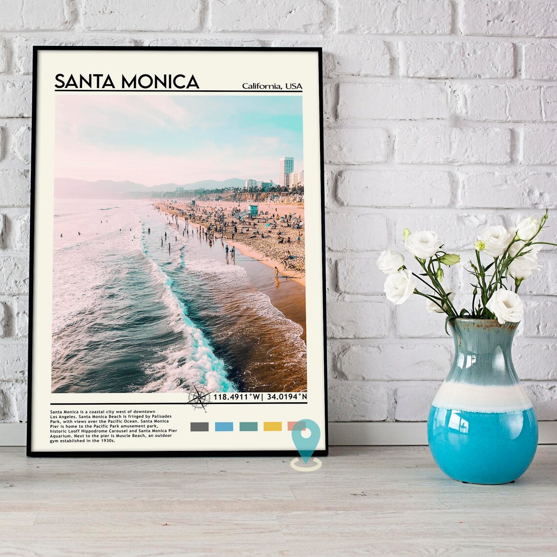 Santa Monica California Beach Aerial Photo Travel Poster Home Decor - Image 4