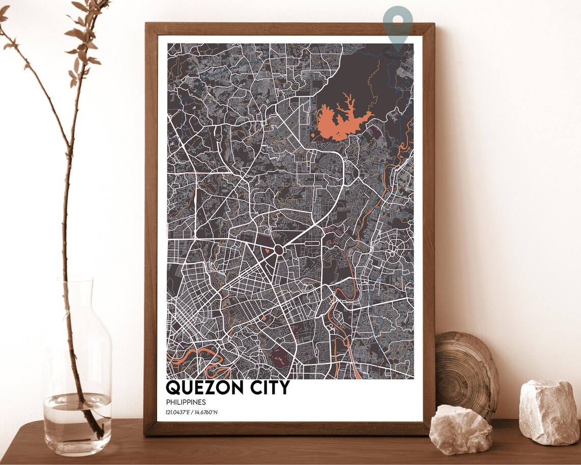 Quezon City Philippines Teal Minimalist City Map Home Decor Poster - Image 4
