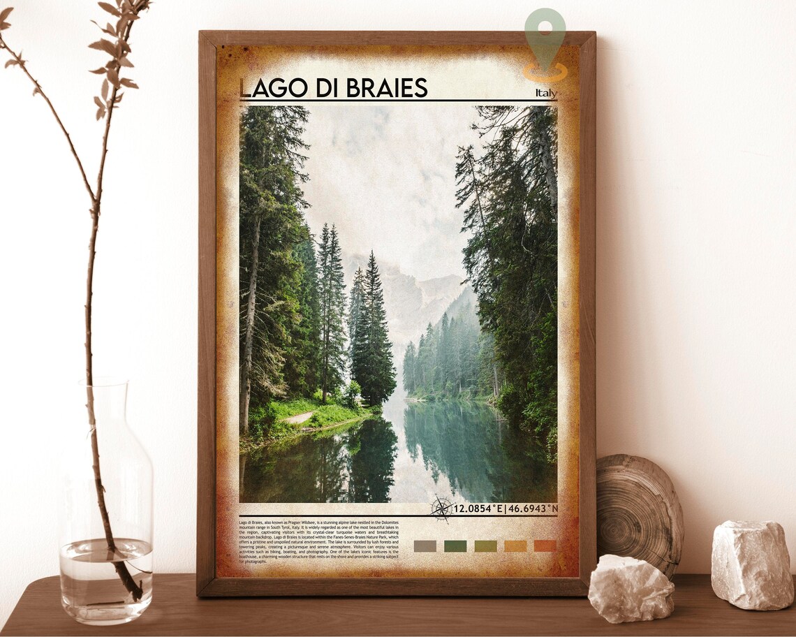 Lago di Braies Italy Dolomites Alpine Lake Pines Travel Poster - Image 6