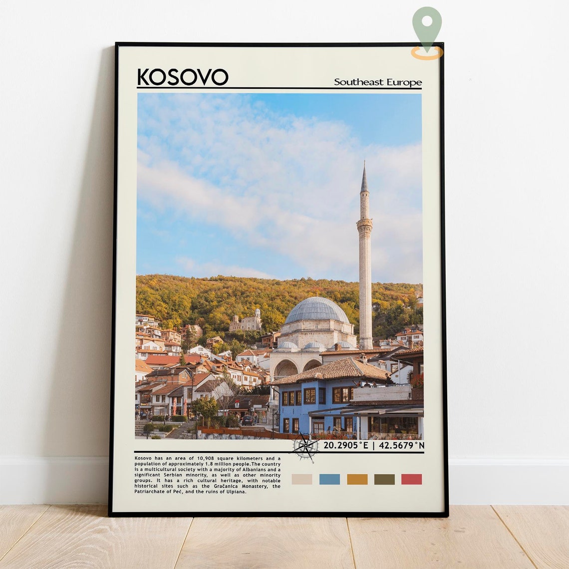 Kosovo Print Kosovo Art Kosovo Poster Kosovo Photo Kosovo Poster Print Kosovo Painting Pristina Poster Vintage Poster Kosovo Artwork - Image 2