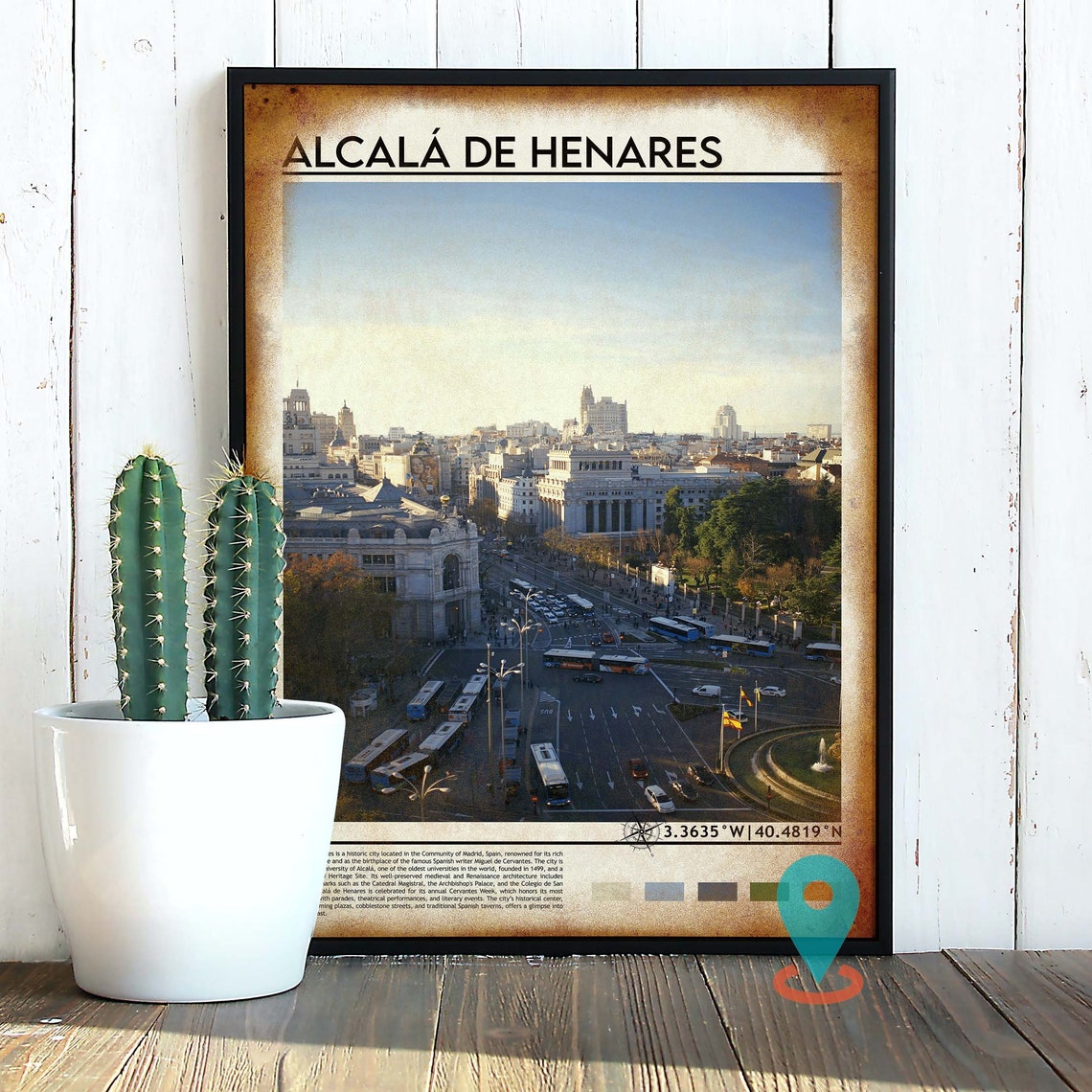 Madrid Spain Bustling Grand City Square Aerial Cibeles Photo Poster - Image 2