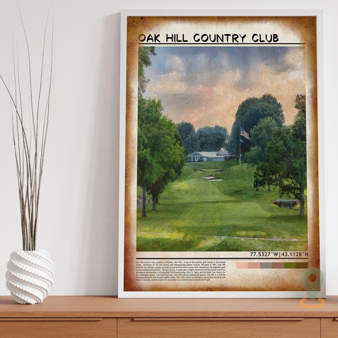 Oak Hill Country Club Pittsford Golf Course Painting Travel Poster - Image 3