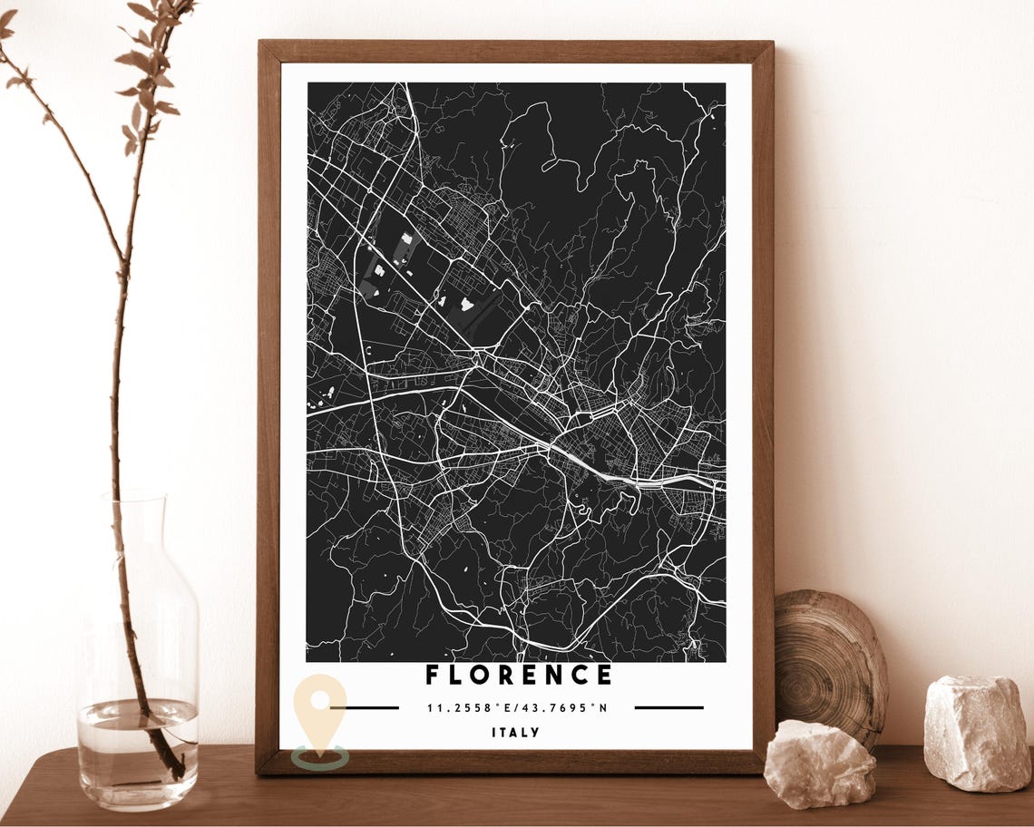 Florence Italy Blush Pink Minimal City Street Map Travel Poster - Image 6