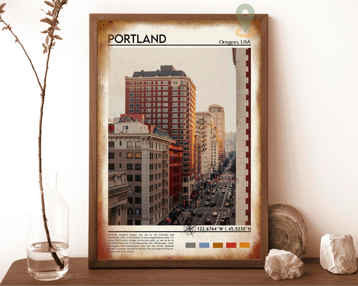 Portland Print Portland Art Portland Poster Portland Photo Portland Poster Print Portland Painting Oregon Travel Poster Portland W - Image 6