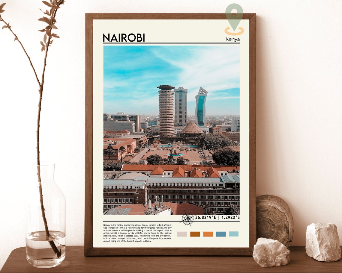 Nairobi Kenya Skyline City Photo Urban Downtown Travel Poster
