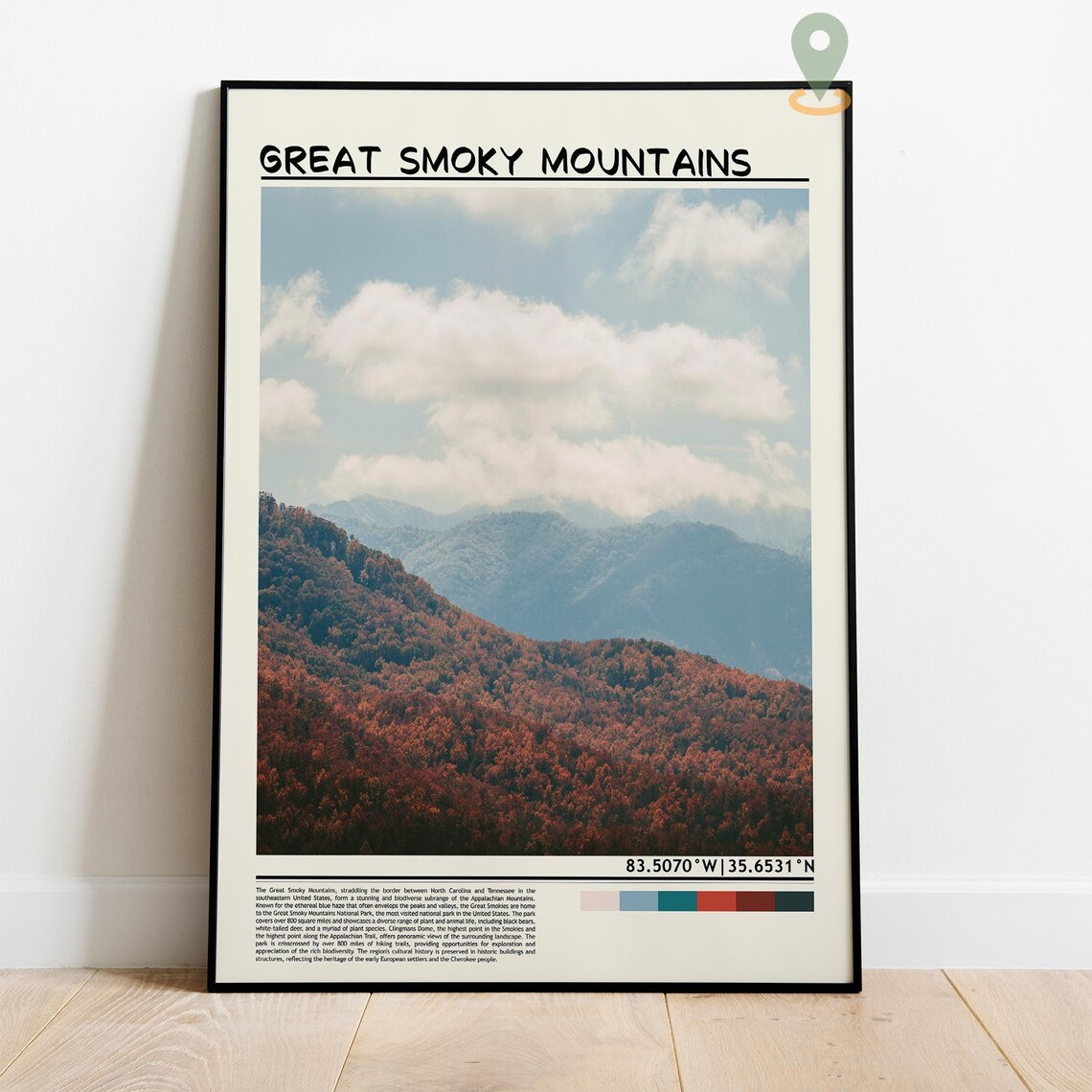 Great Smoky Mountains USA Autumn Misty Blue Ridge Scenic Poster - Image 2