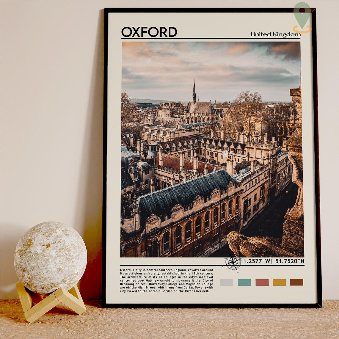 Oxford United Kingdom Historic College Rooftops Skyline Photo Poster - Image 3