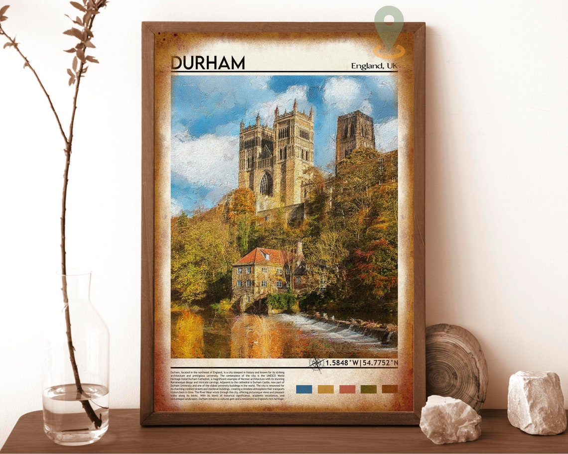 Durham England Cathedral Norman Towers River Weir Historic Poster - Image 6