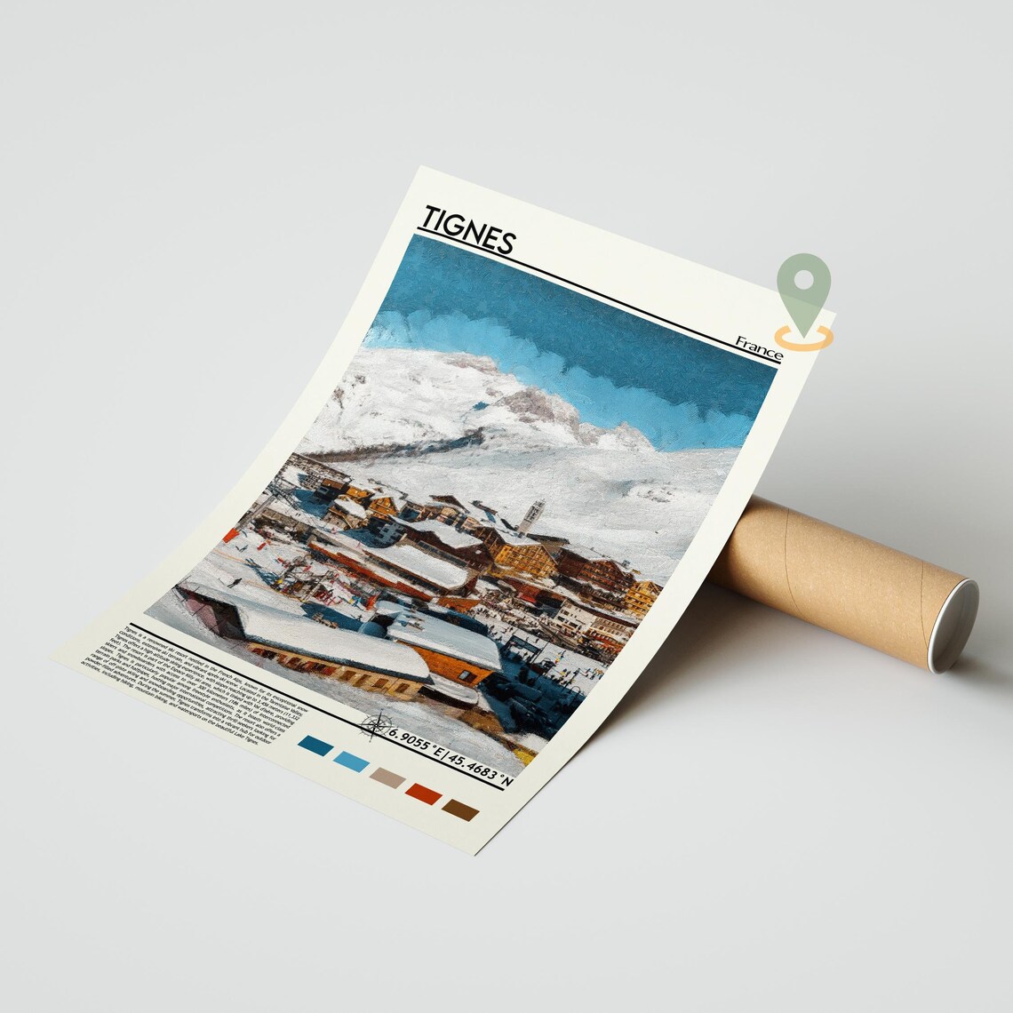 Tignes France Alpine Ski Village Snowy Peaks Resort Scene Poster - Image 3