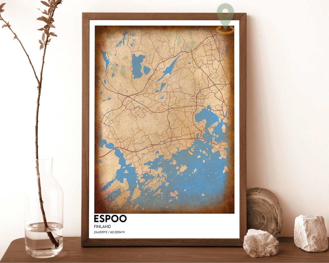 Espoo Finland Pastel Coastal City Street Map Nordic Design Poster - Image 2