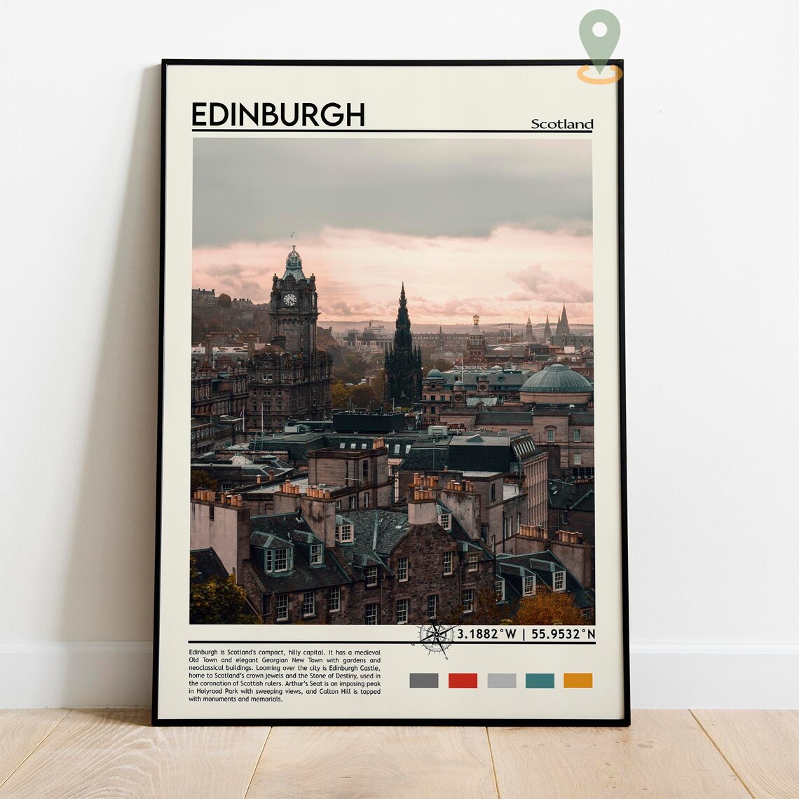 Edinburgh Scotland Old Town Skyline Sunset Vintage Travel Poster - Image 5