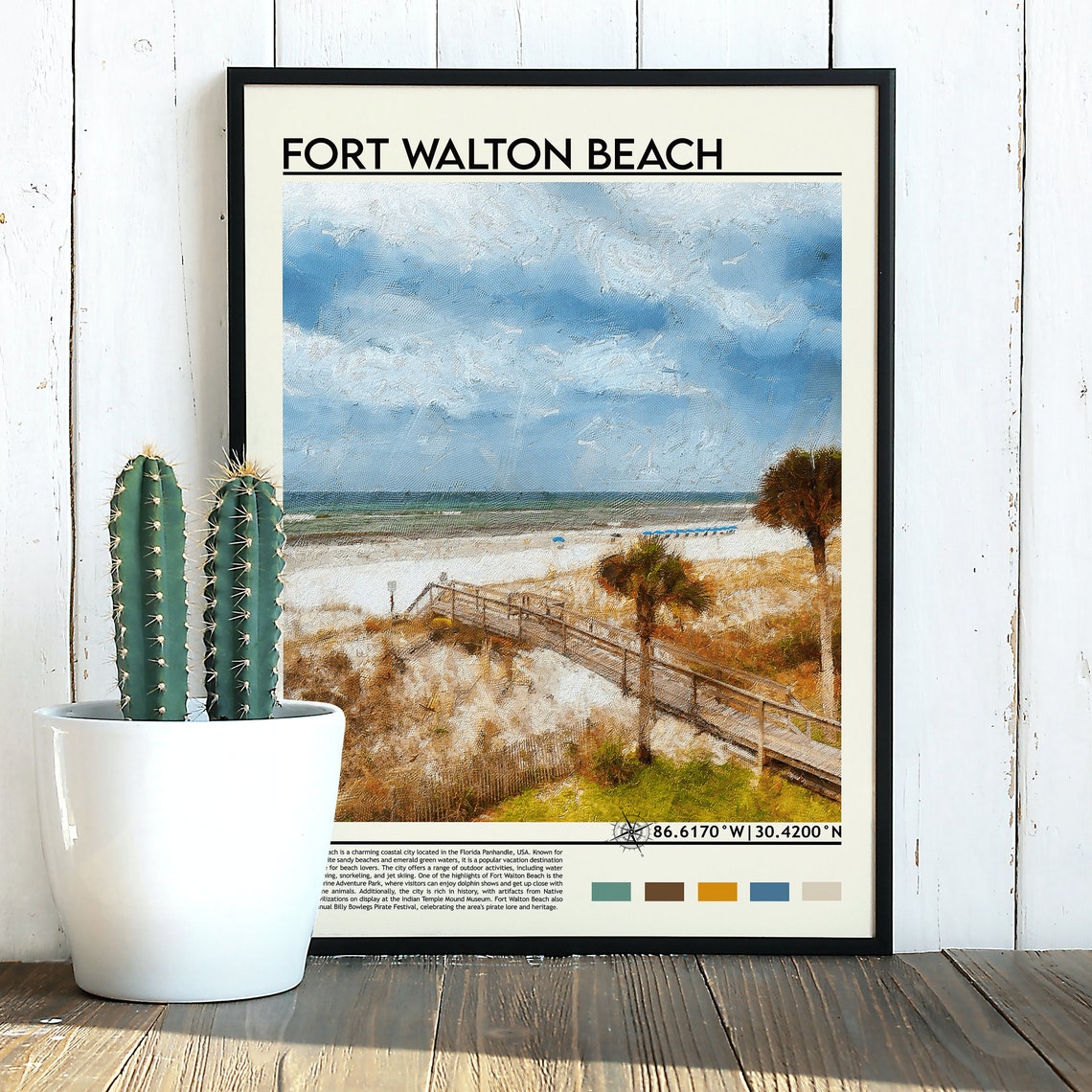 Fort Walton Beach Print Fort Walton Poster Fort Walton Wall Art Oil Painting Poster City Print City Artwork Travel Artwork - Image 5