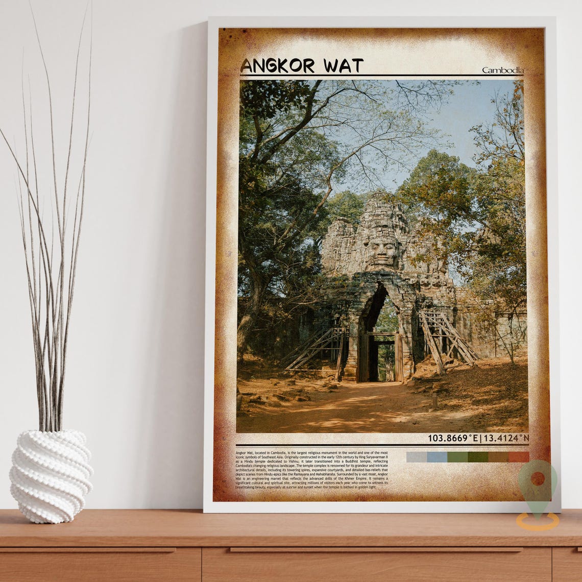 Angkor Wat Cambodia Jungle Stone Temple Gate Vintage Travel Poster - Image 3