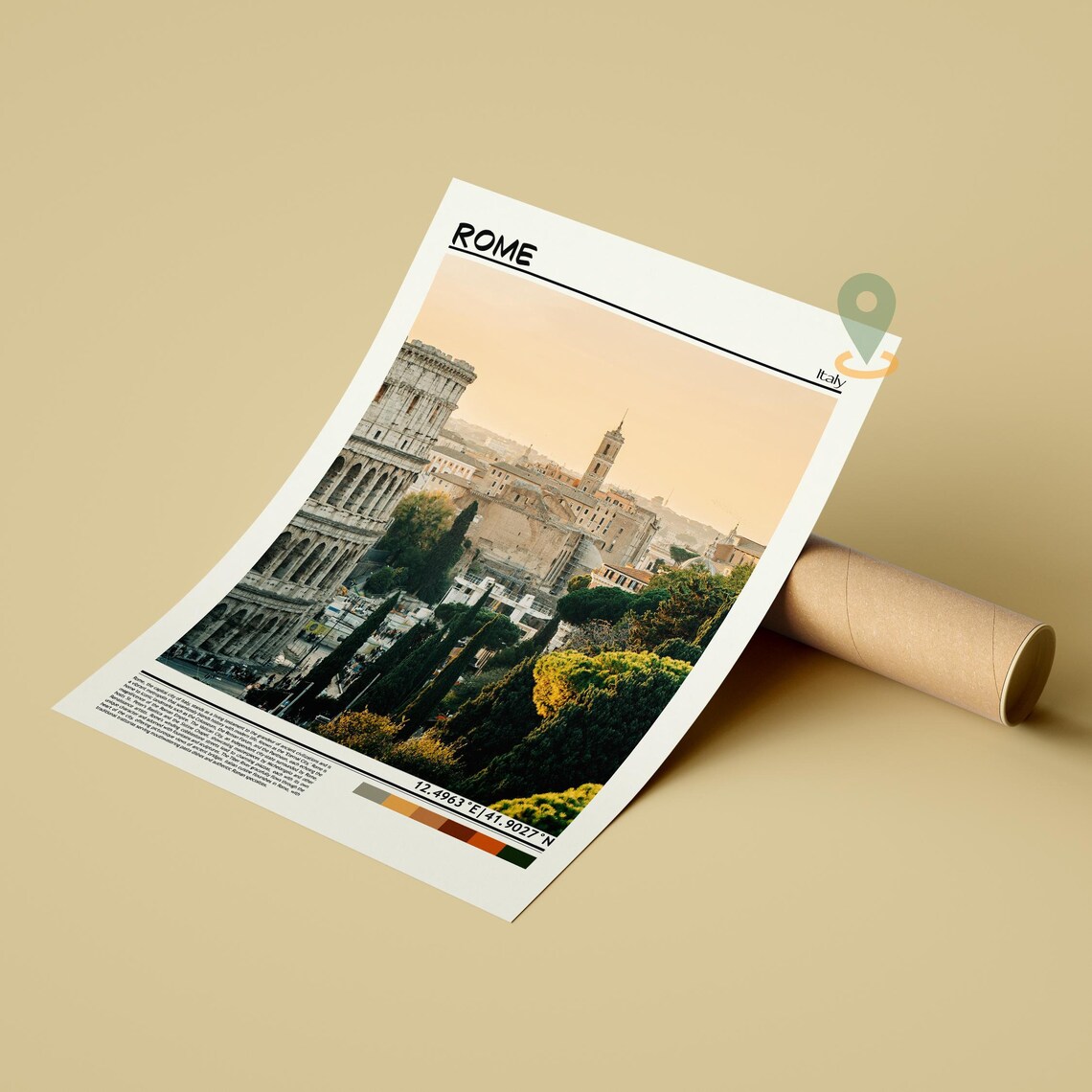 Rome Italy Colosseum Ancient Ruins Sunset Cityscape Photo Poster - Image 2