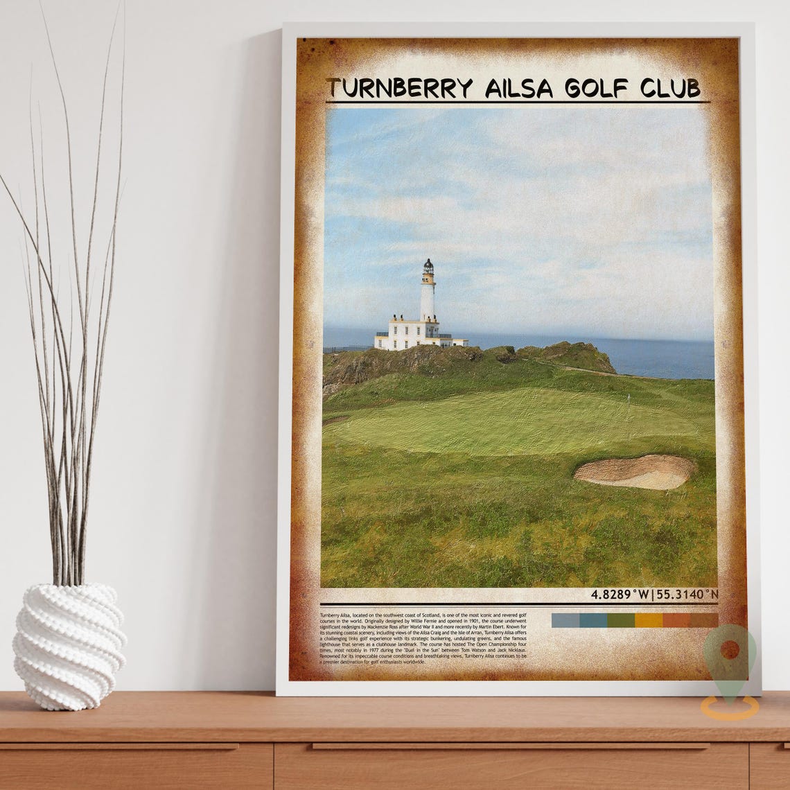 Turnberry Ailsa Golf Club Scotland Lighthouse Links Coordinate Poster - Image 3