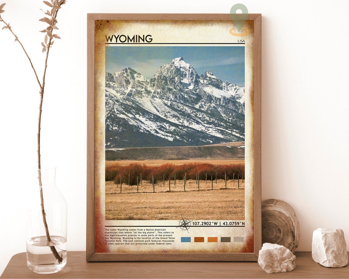 Wyoming Travel Poster Wyoming Print Wyoming Wall Art Wyoming Vintage Poster Wyoming Photo Wyoming Poster Print Wyoming Wall Decor - Image 6