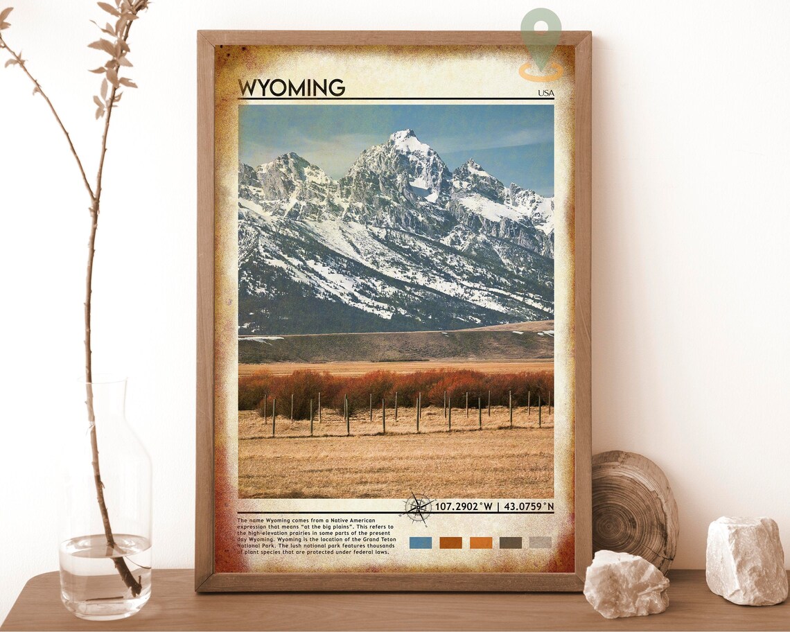 Wyoming USA Grand Teton Snow Capped Peaks Ranch Land Photo Poster - Image 6