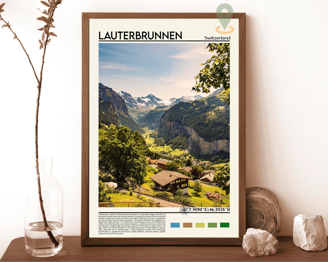 Lauterbrunnen Print Lauterbrunnen Poster Lauterbrunnen Wall Art Lauterbrunnen Travel Lauterbrunnen Art Print Switzerland Print