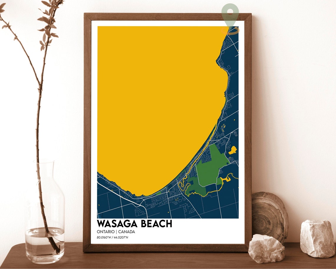 Wasaga Beach Ontario Canada Map Poster Orange Charcoal Art Style - Image 6