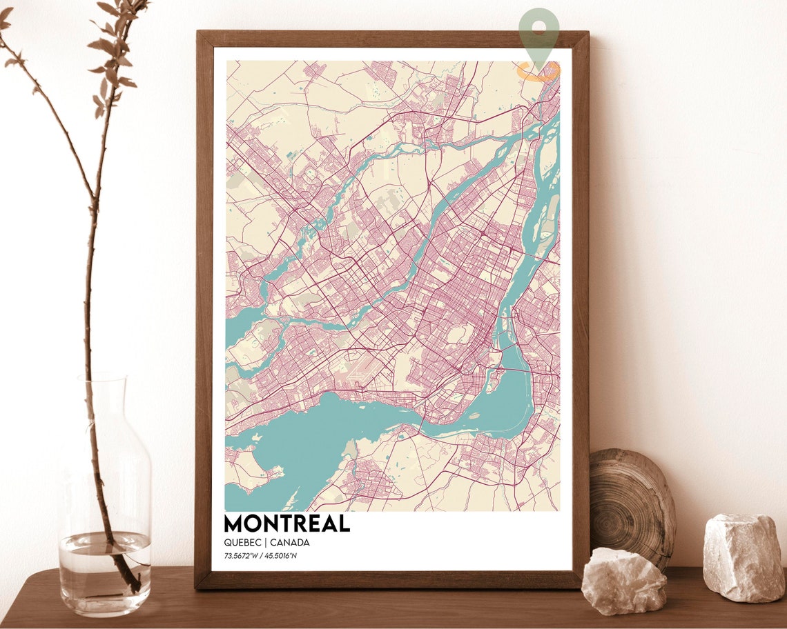 Montreal Quebec Canada Street Map Art Poster Gold Navy Decor - Image 6