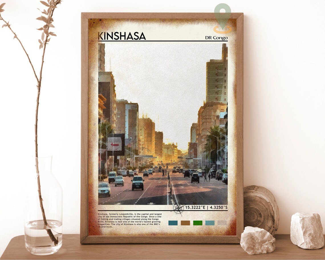 Kinshasa DR Congo City Avenue Golden Hour Street Scene Poster - Image 6