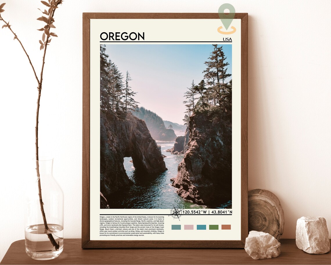 Oregon USA Rugged Sea Cliffs Pacific Coast Nature Travel Poster