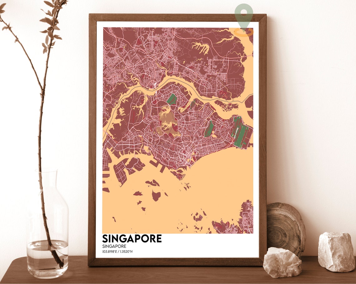 Singapore Map Singapore Map Print Singapore City Map Singapore Wall Art Singapore Travel Poster Singapore Poster Singapore Photo - Image 3