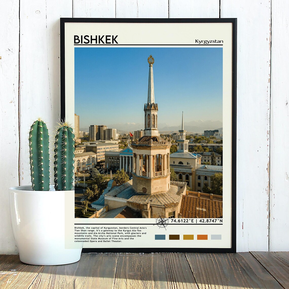 Bishkek Kyrgyzstan Soviet Monument City Skyline Travel Print - Image 5
