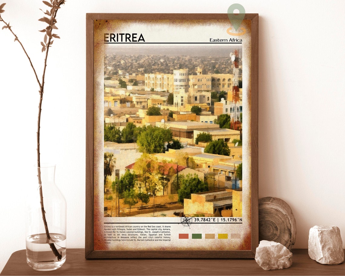 Eritrea Eastern Africa Golden Painted Cityscape Travel Poster - Image 6