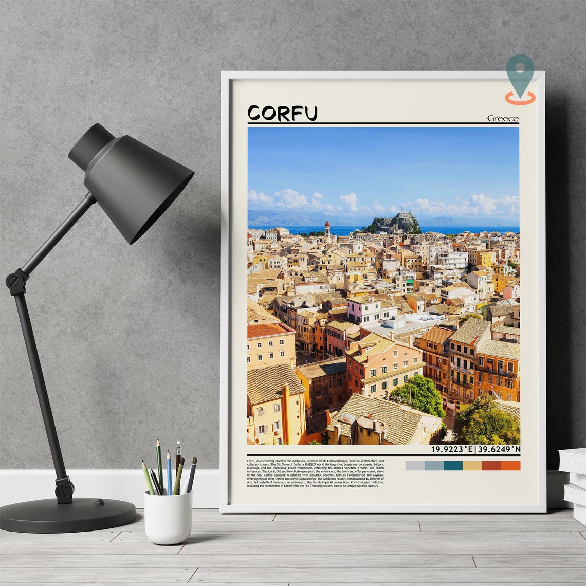 Corfu Greece Old Town Rooftops Fortress Sea View Photo Poster - Image 4