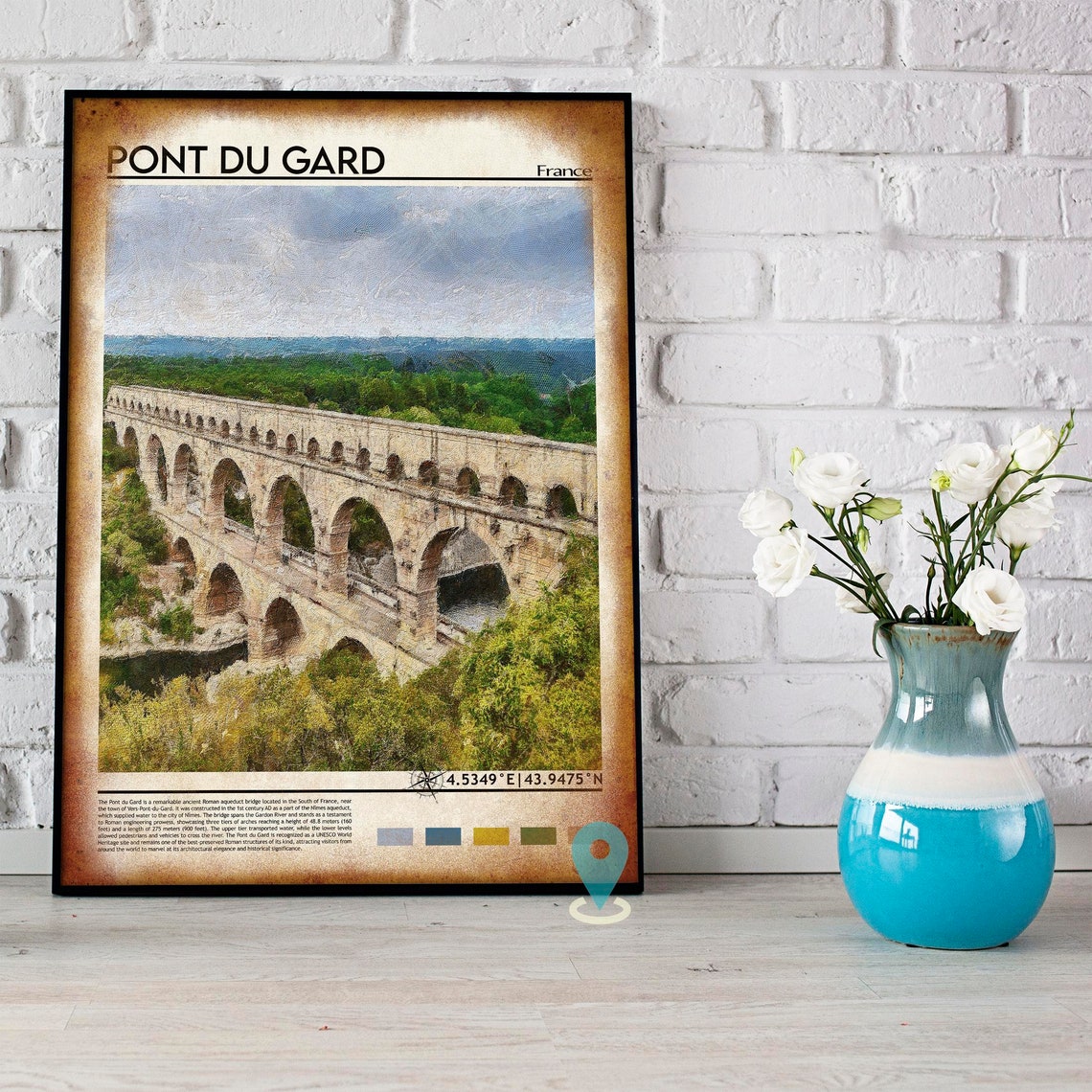 Pont du Gard France Roman Aqueduct Ancient Stone Bridge Poster - Image 4