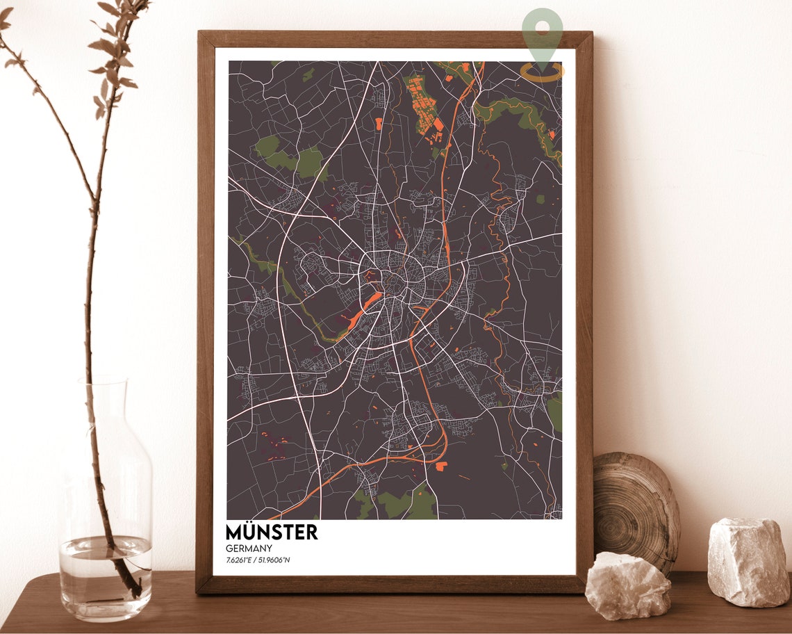 Münster Germany Dark Blue Modern City District Street Map Poster - Image 5