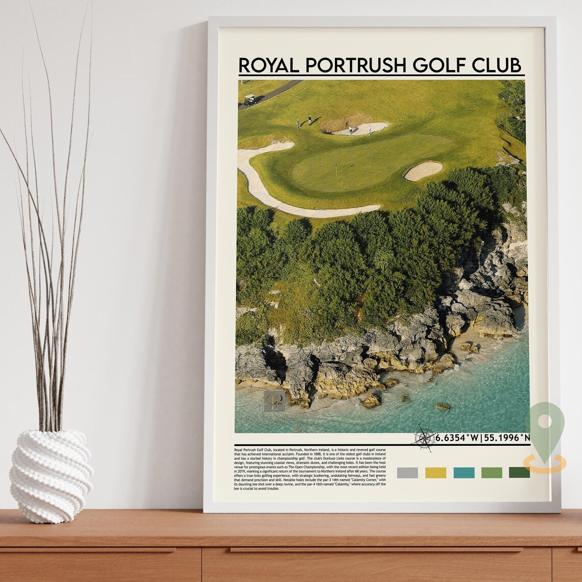 Royal Portrush Golf Club Links Coastal Course Aerial Golf Art Poster - Image 5