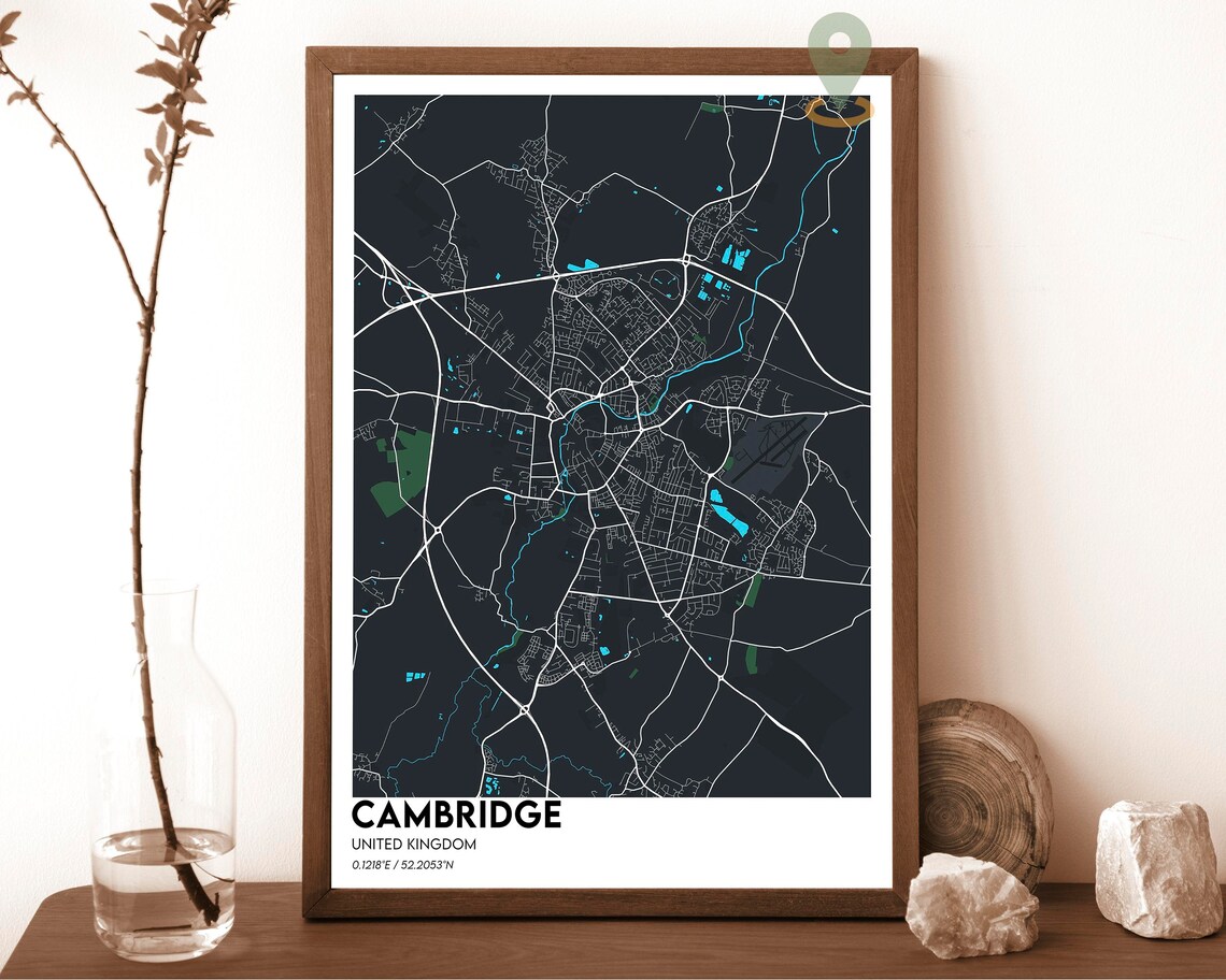 Cambridge United Kingdom Navy Street Map Elegant City Poster - Image 6