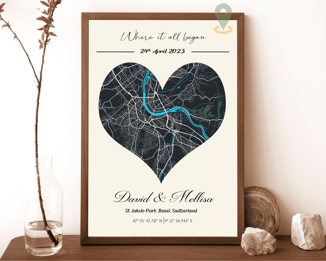 Personalized Heart Map Where It All Began Anniversary Gift Poster - Image 5
