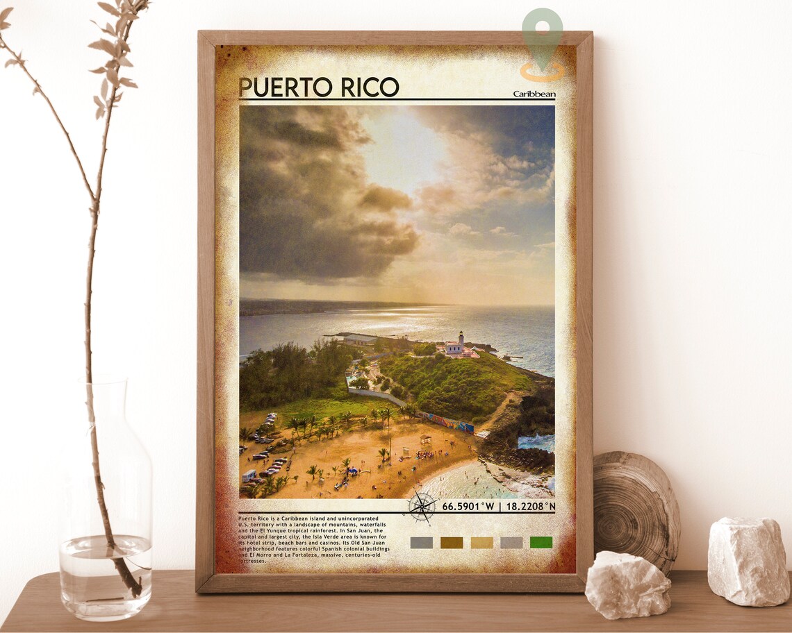 Puerto Rico Caribbean Island Coastal Lighthouse Travel Art Poster - Image 6