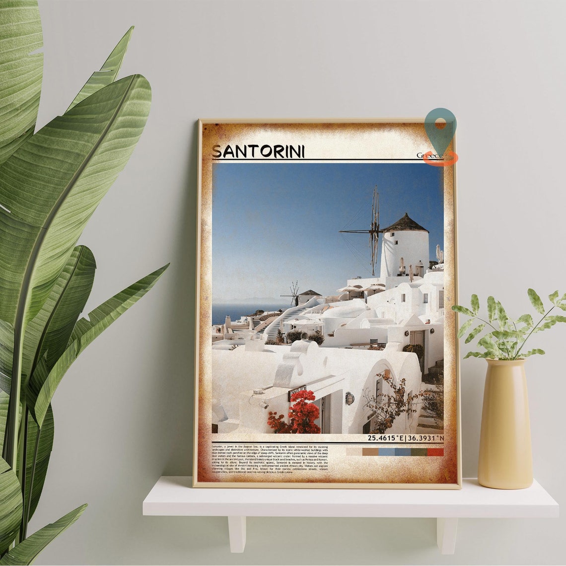 Santorini Greece Oia Windmills Whitewashed Village Aegean Poster - Image 5