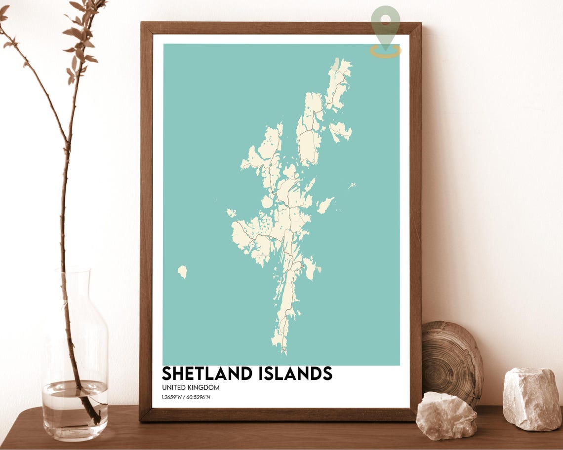 Shetland Islands Scotland UK Modern Minimalist Map Art Poster - Image 5