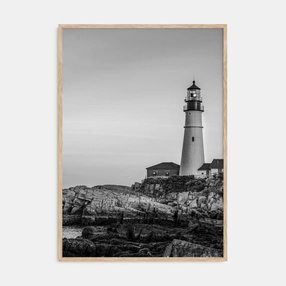Fine Art Lighthouse Print Black White Photography Poster Coastal Home Decor Nautical Wall Art Ocean Photography Gift Idea