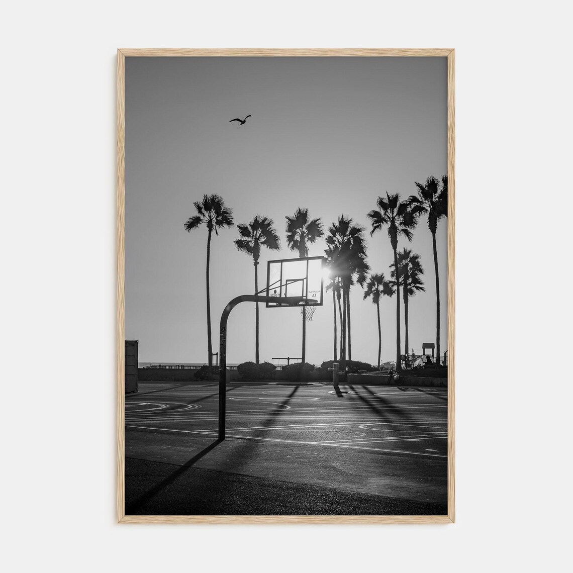 Basketball Court Black and White Photography Poster