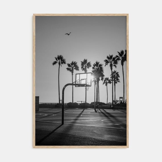 Basketball Court Black and White Photography Poster