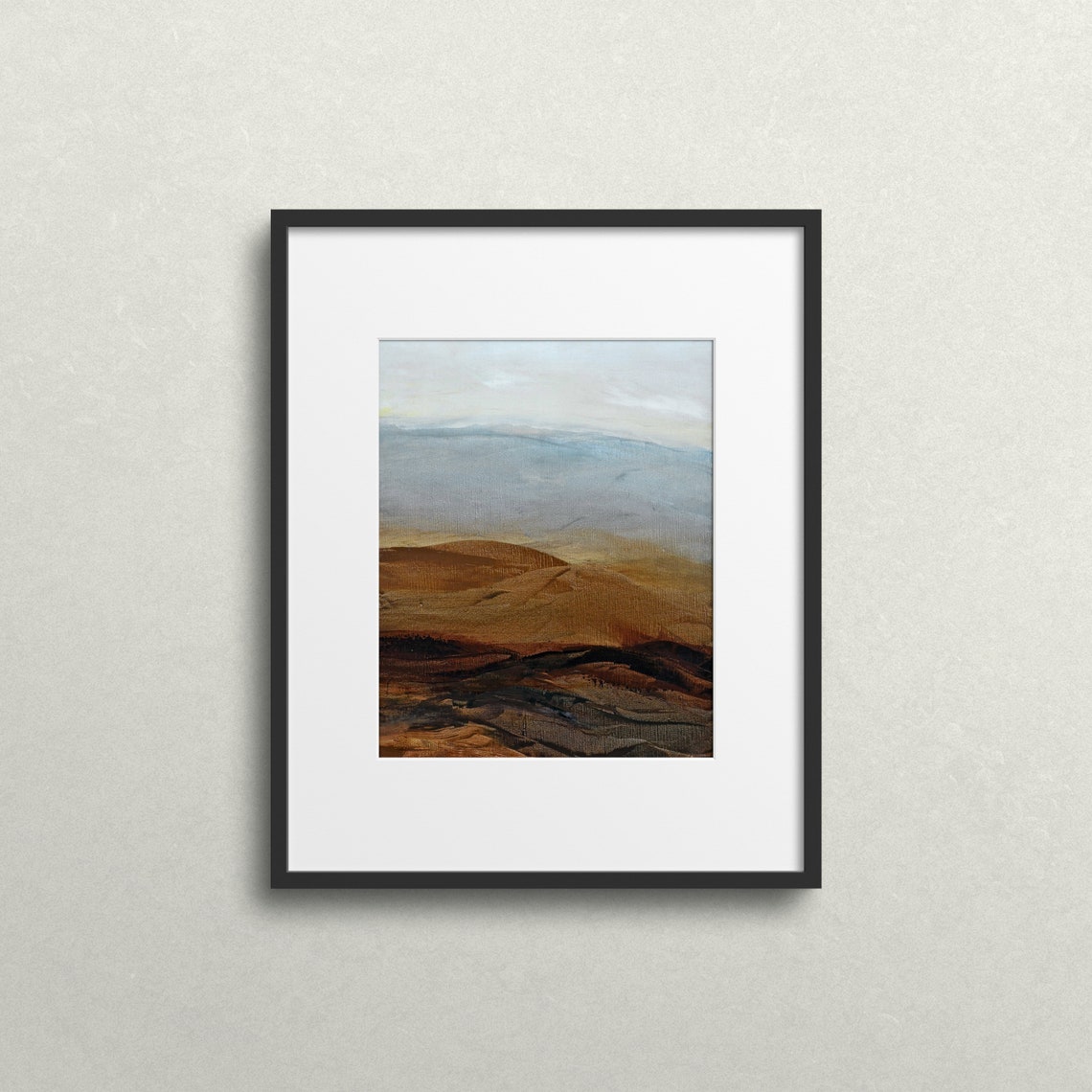 Abstract Autumn Hills Textured Earth Tones Blue Sky Art Print - Image 2