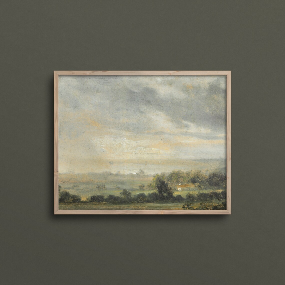 Landscape After Rain French Country Wall Art Moody Countryside Painting Vintage Landscape Oil Painting L15 - Image 2