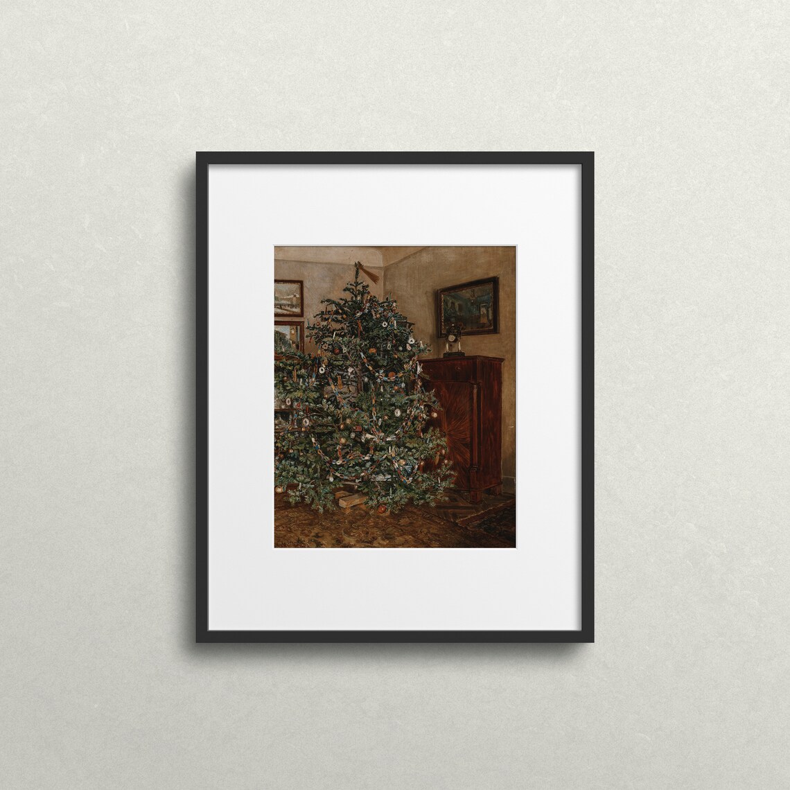 Merry Christmas Tree, Vintage Christmas Eve Art Print - Image 2